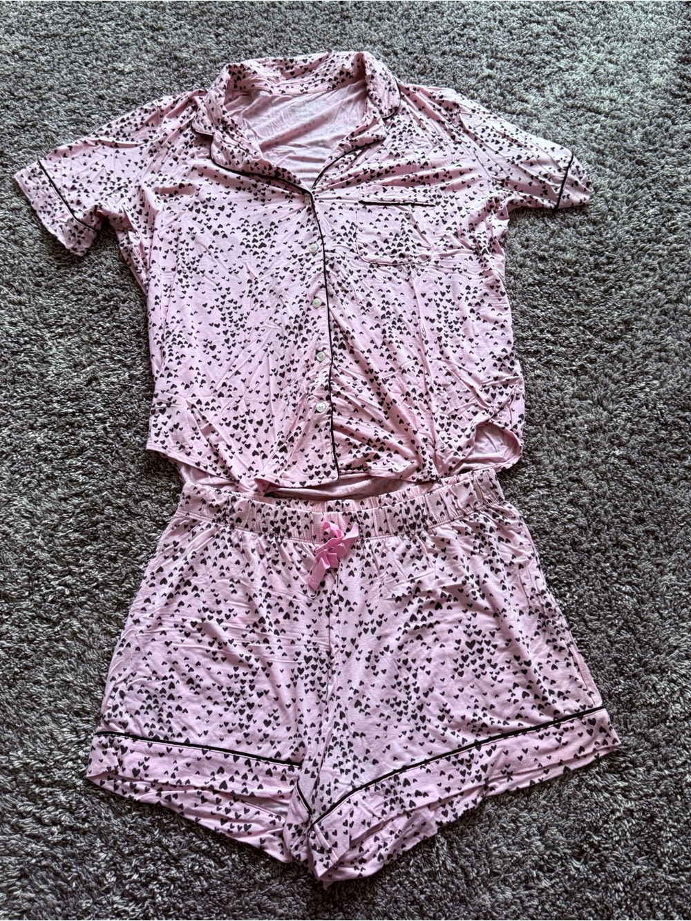 Victoria's Secret Pink Heart-Print Short Pajama Set